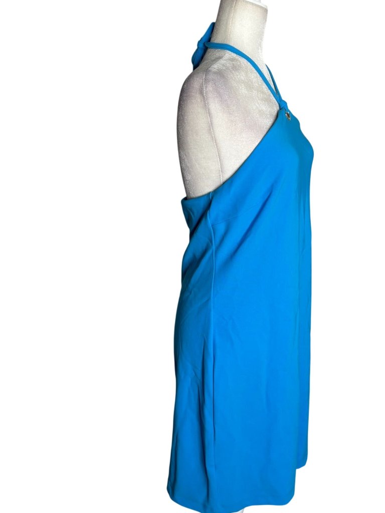 Boston Proper Halter Neck Mini Dress Medium Blue Stretch Shelf Bra New — image 3 of 7